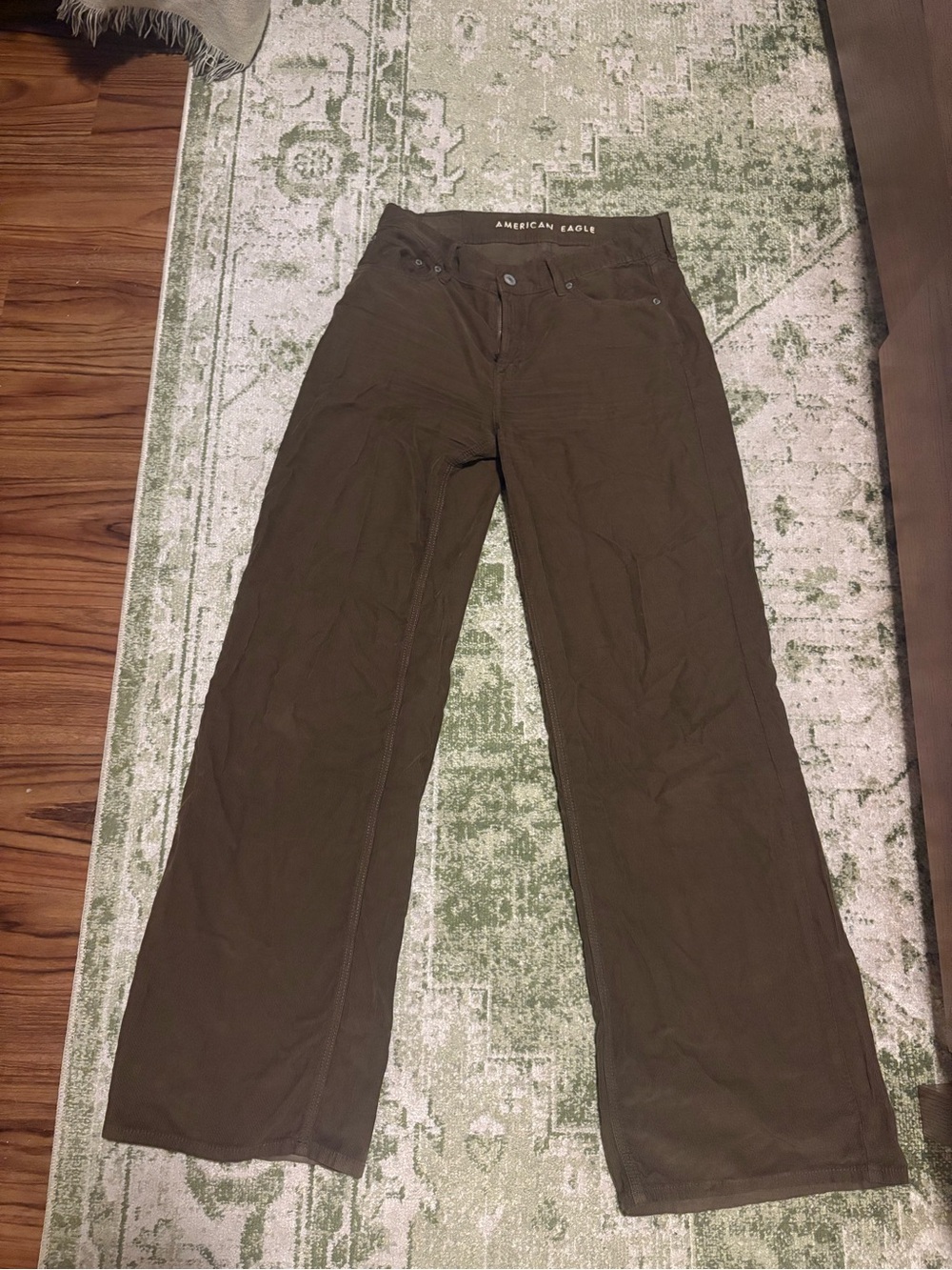 American Eagle Outfitters Olive Brown Wide Leg Jeans